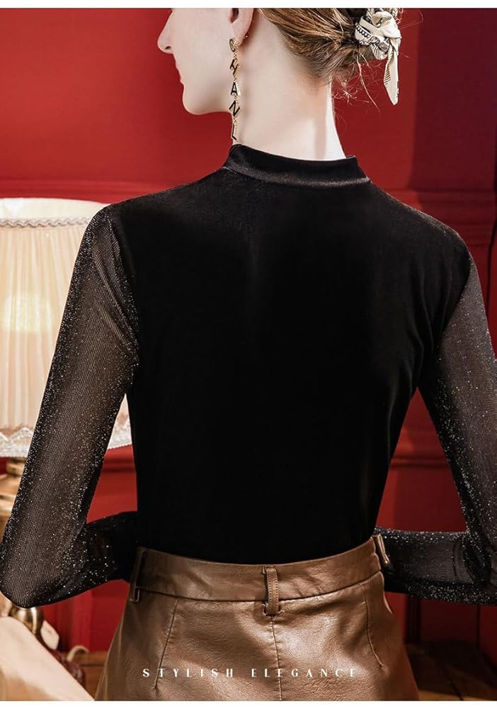 トップス GLITTER EMBROIDERY VELOUR LONG TOP black セール】GLITTER EMBROIDERY VELOUR LONG TOP（Tシャツ